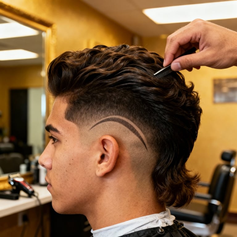 High Burst Fade Mullet Curly