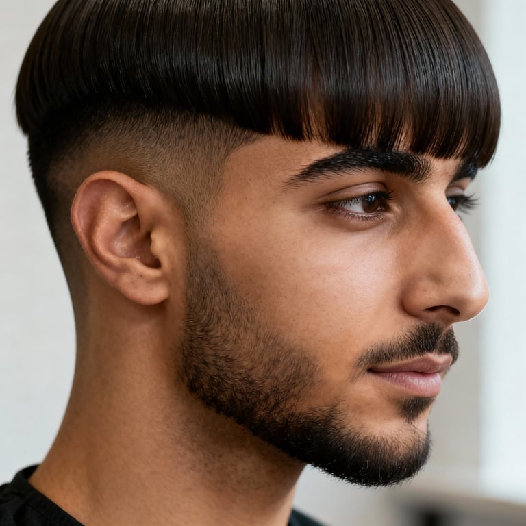 curtain bangs on straight hair, low version.