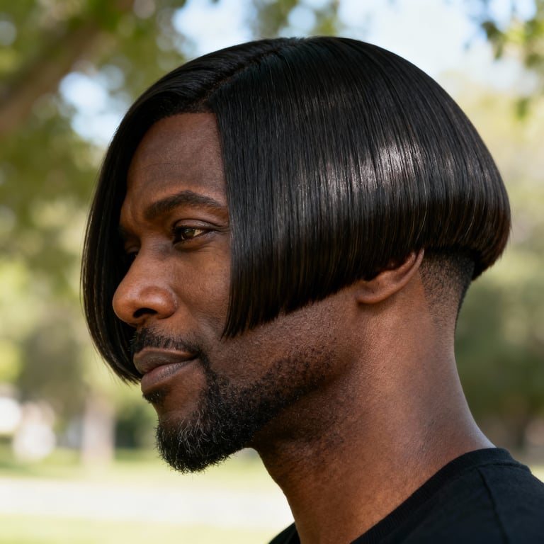 fine hair layered bob on straight hair, low version.