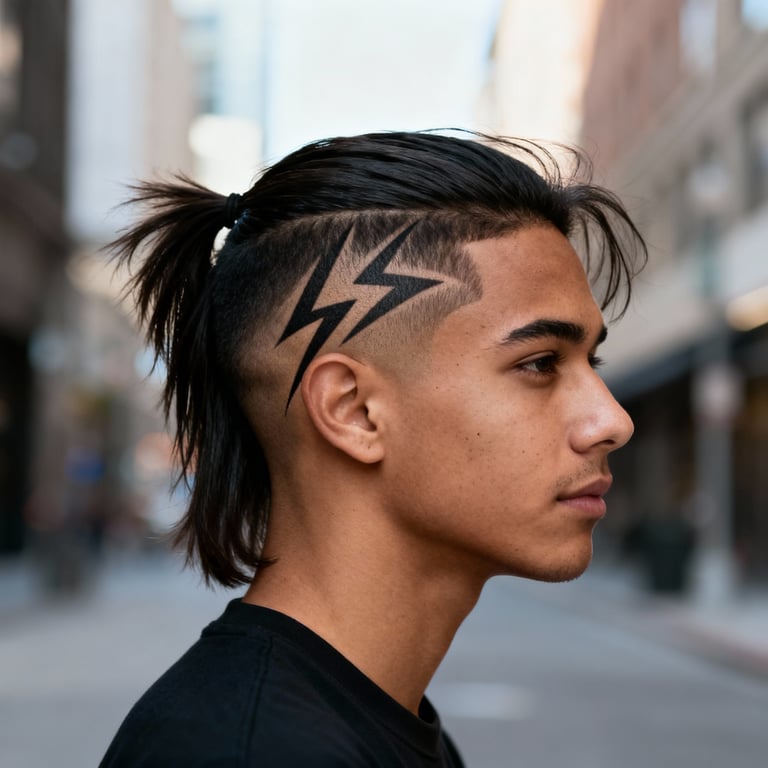 Burst Fade Mullet Straight Hair