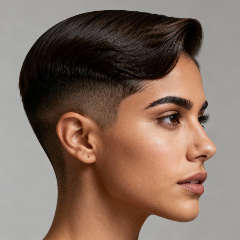 modern ivy league haircut on straight hair, low version.