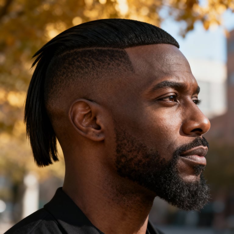 mullet haircut on straight hair, low version.