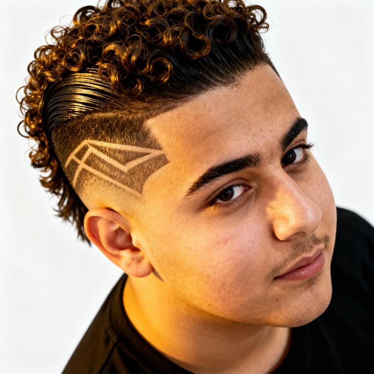 Burst Fade Mullet Curly Men