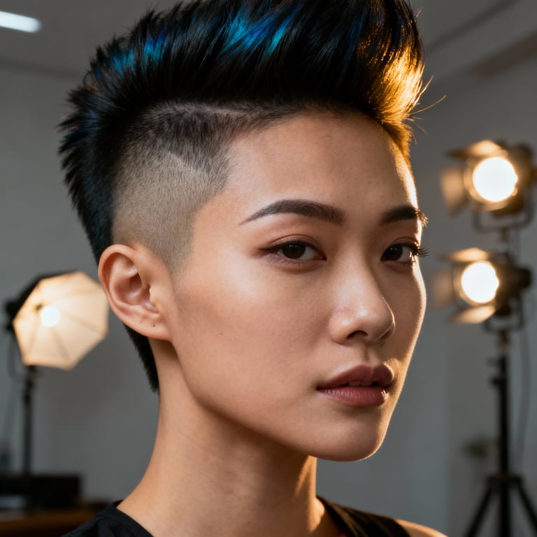 faux hawk on straight hair, low version.