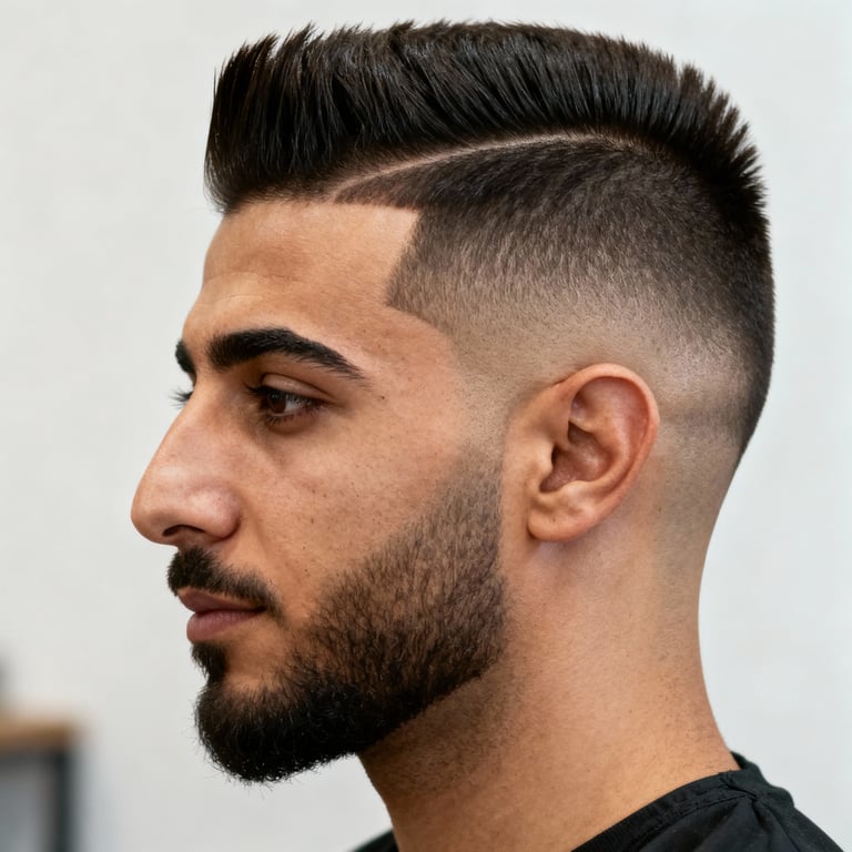 faux hawk on straight hair, low version.