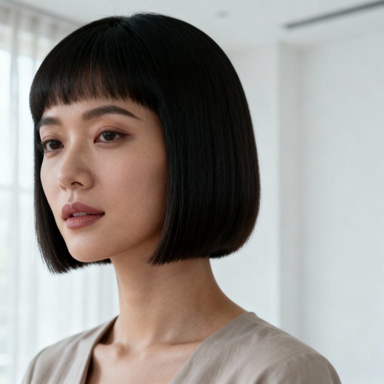 two block on straight hair, low version.