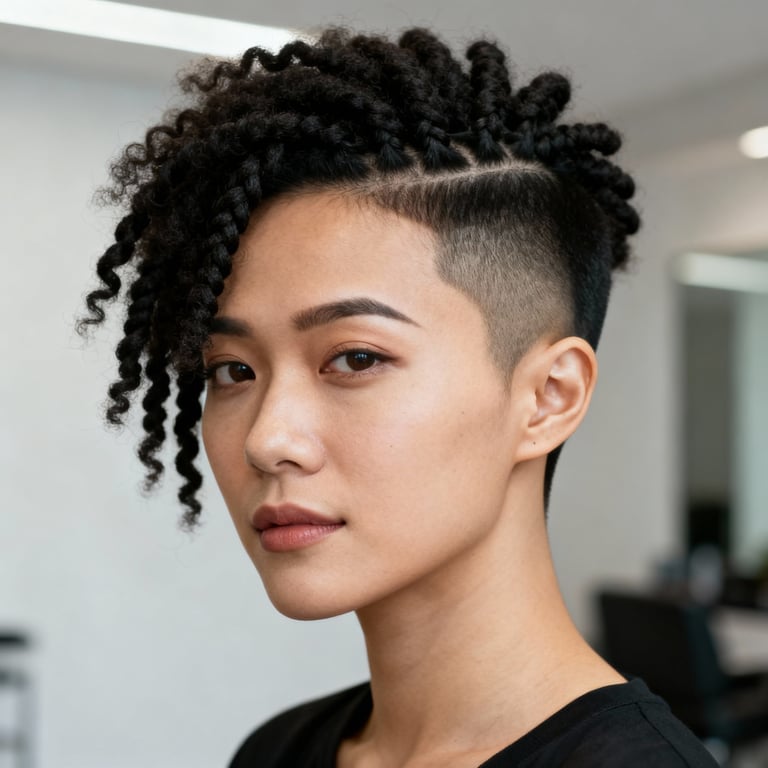 afro twist hair on straight hair, low version.