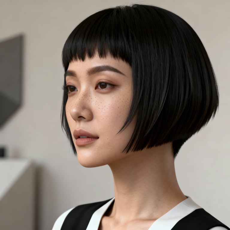 mixie on straight hair, low version.