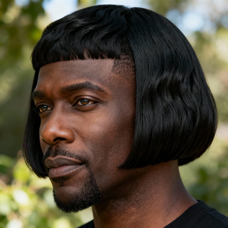 real hair black layered bob hairstyles on straight hair, low version.