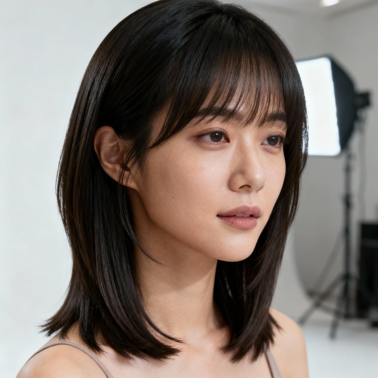 choppy layered thin hair shoulder length haircut on straight hair, low version.