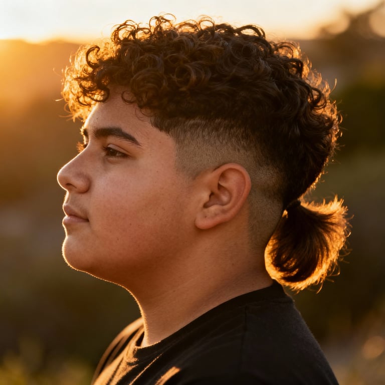 Burst Fade Mullet Medium Length