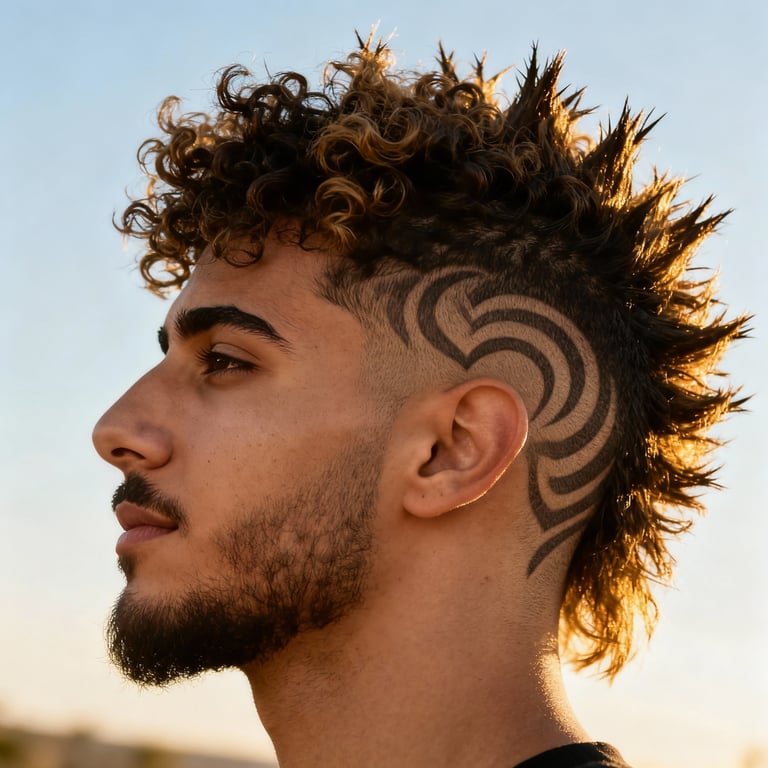 Burst Fade Mullet Curly Men