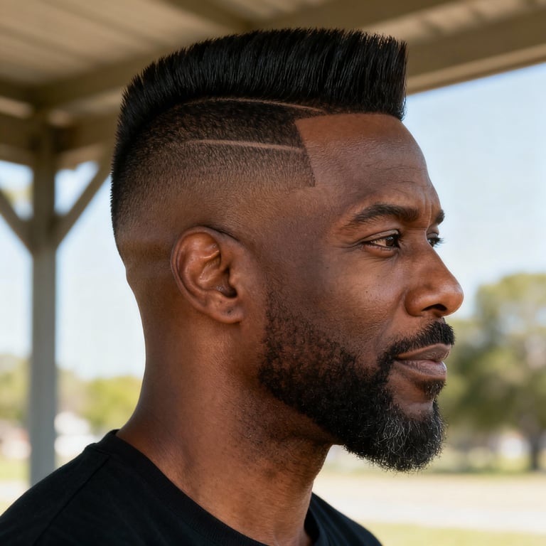 faux hawk fade on straight hair, low version.