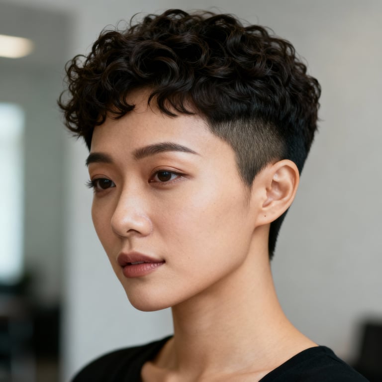 short curly hair on curly hair, low version.