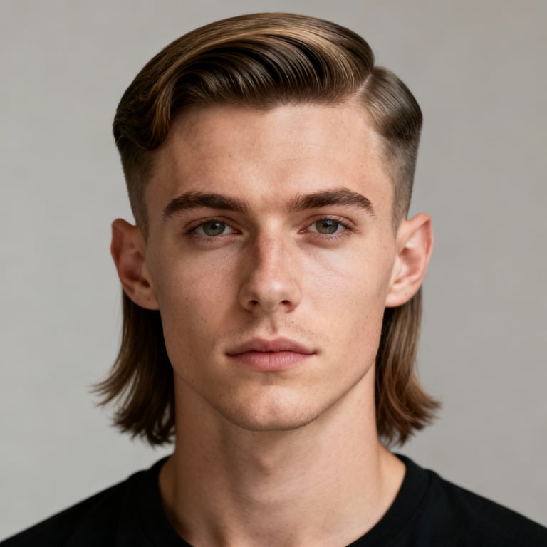 long ivy league haircut on straight hair, low version.