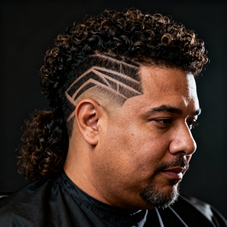 Burst Fade Mullet Curly Men