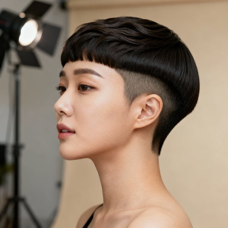 korean two block haircut on straight hair, low version.