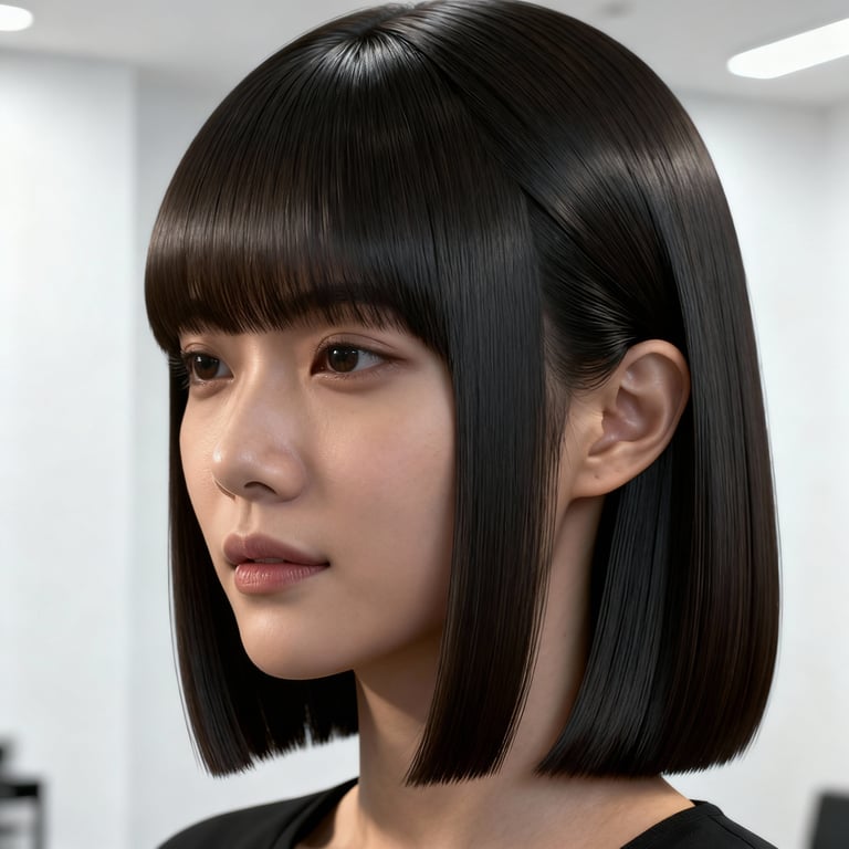 butterfly haircut on straight hair, low version.