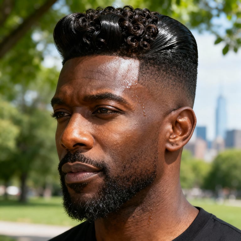 pompadour on straight hair, low version.