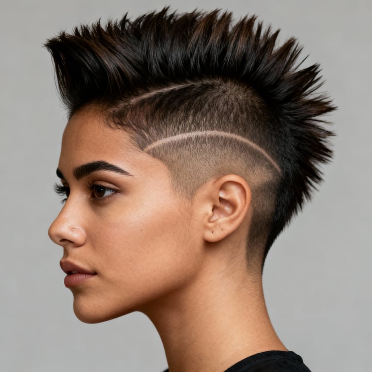 burst fade mohawk on straight hair, low version.