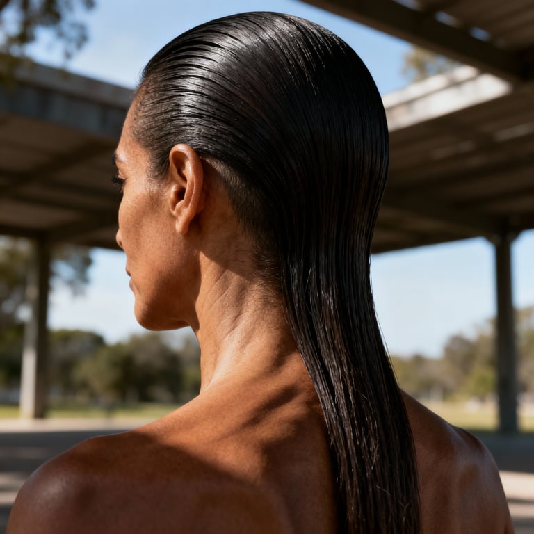 slick back on straight hair, low version.