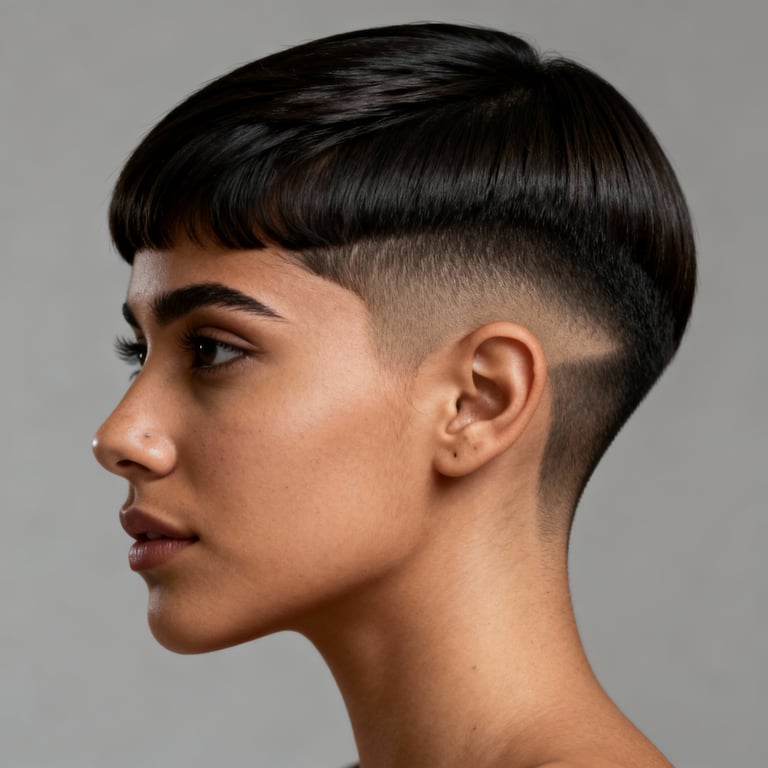 caesar cut fade on straight hair, low version.