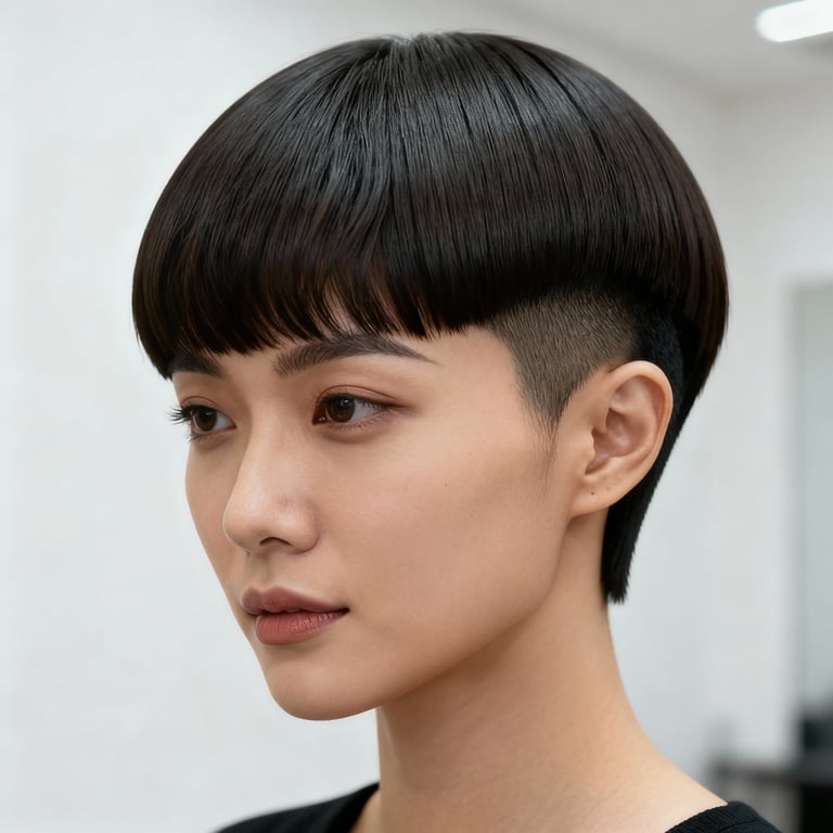 mixie cut on straight hair, low version.