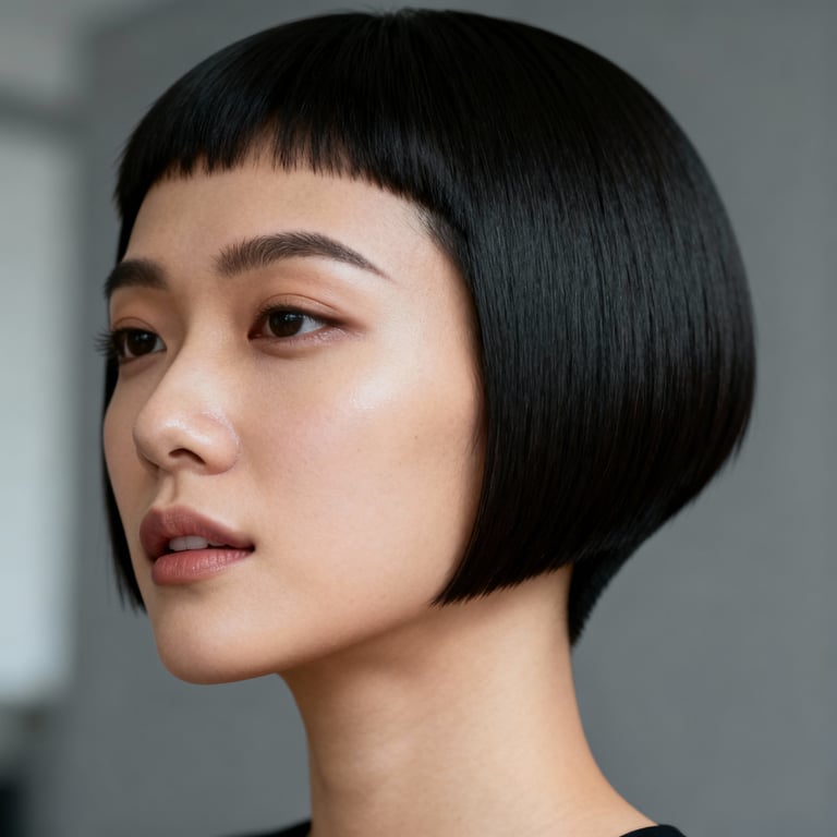 bixie haircut 2025 on straight hair, low version.