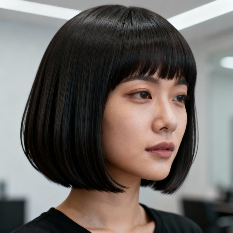 layered octopus haircut on straight hair, low version.