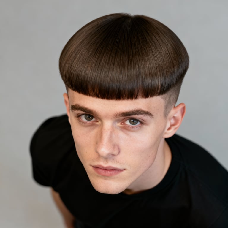 pageboy haircut on straight hair, low version.