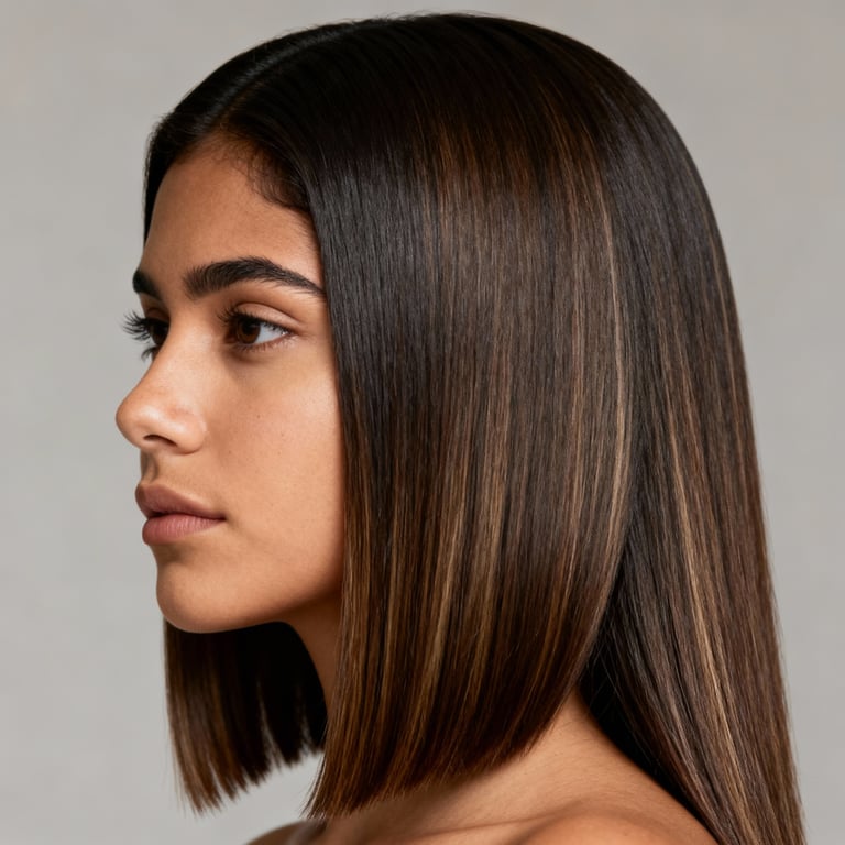 long v shape hair cut with layers on straight hair, low version.