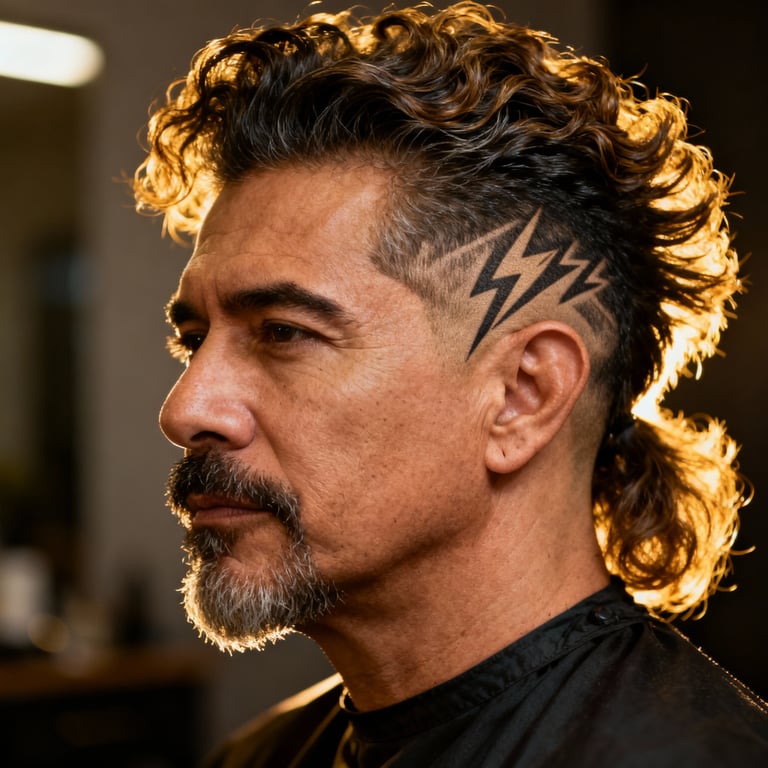 Burst Fade Mullet Medium Length