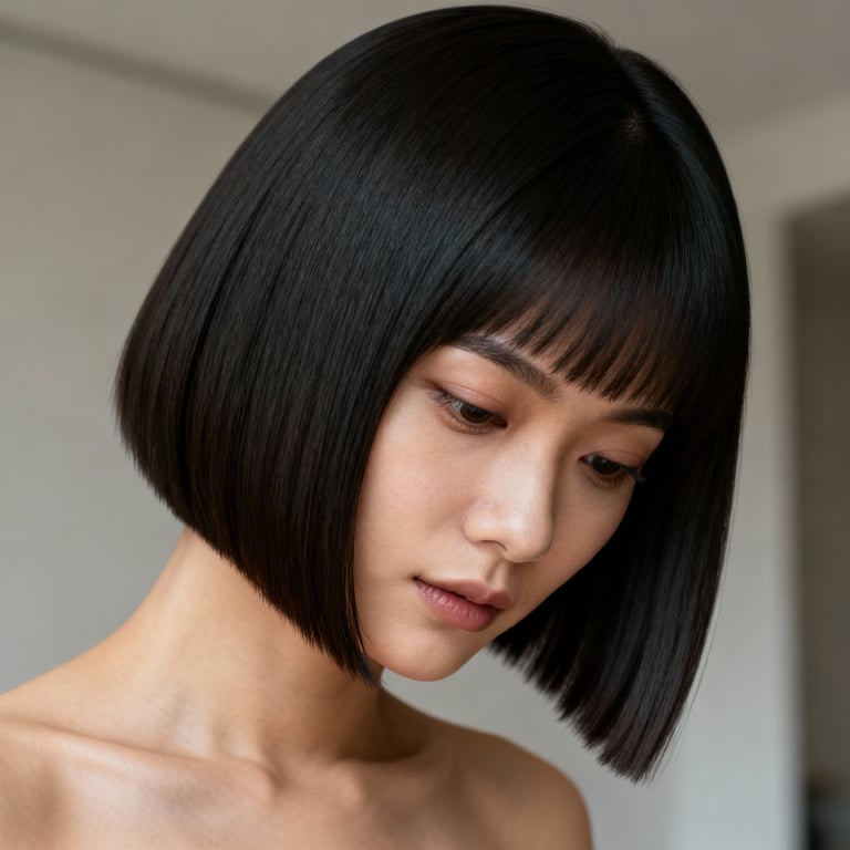 butterfly haircut on straight hair, low version.