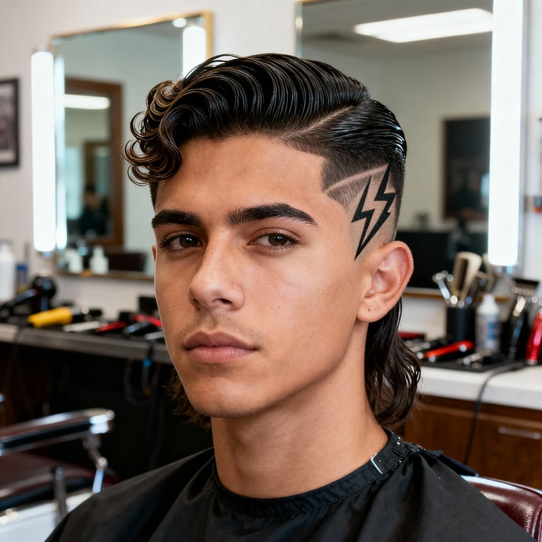 Burst Fade Mullet Wavy Hair