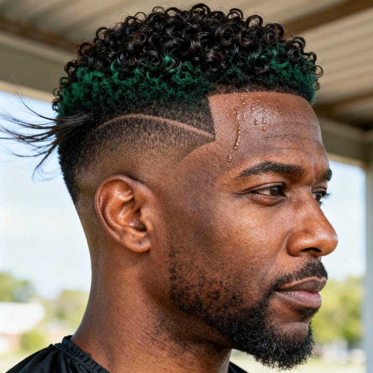 burst fade curly hair on curly hair, low version.