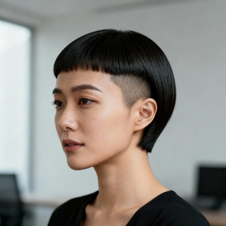 classic crew cut on straight hair, low version.