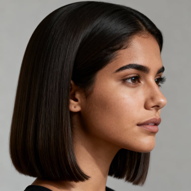 blunt cut on straight hair, low version.