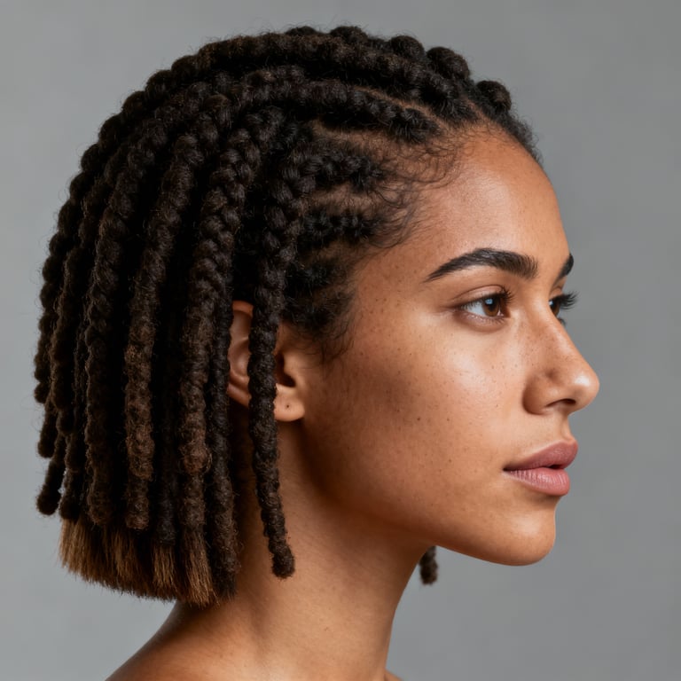 sister locs on straight hair, low version.