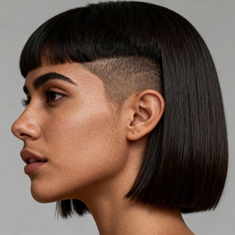 short butterfly haircut on straight hair, low version.