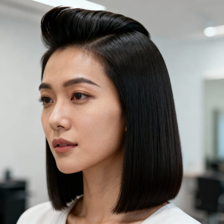 quiff hair on straight hair, low version.