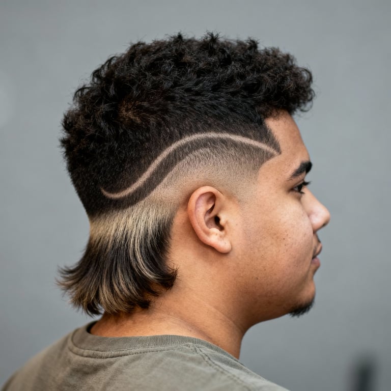 Burst Fade Mullet Medium Length