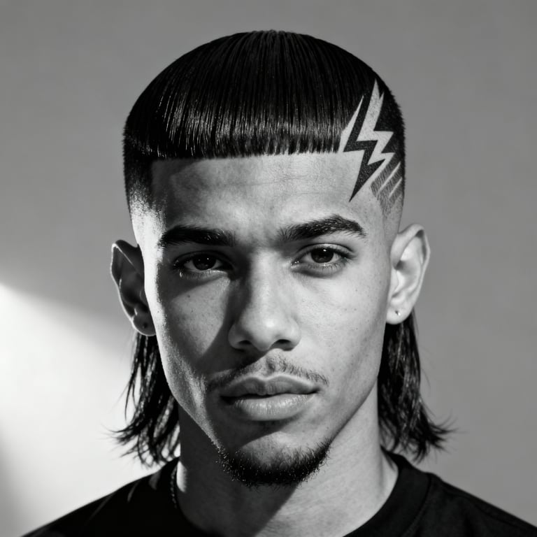 Burst Fade Mullet Straight Hair