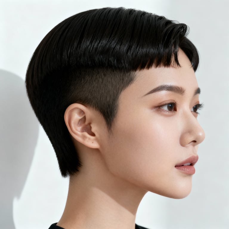 short ivy league haircut on straight hair, low version.