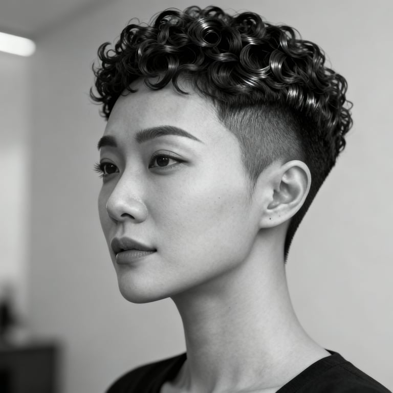 low taper curly hair on curly hair, low version.