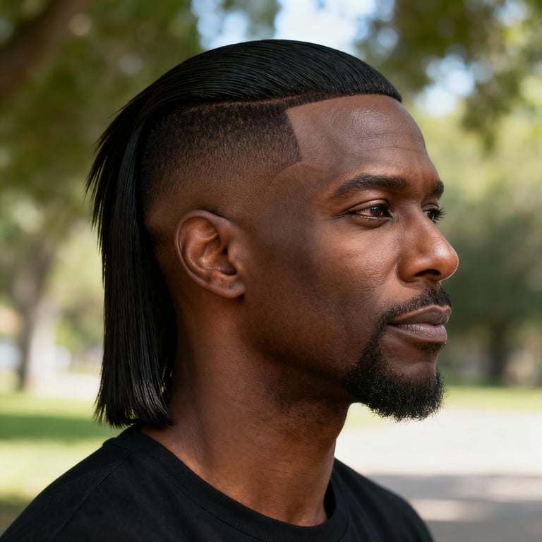 modern mullet straight hair on straight hair, low version.