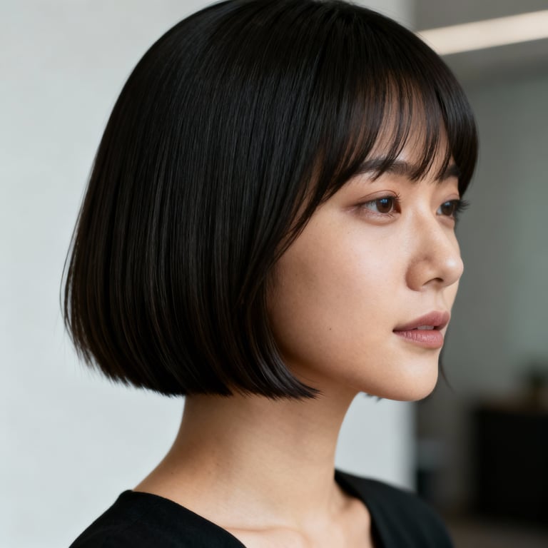 fine hair layered bob for thin hair on straight hair, low version.