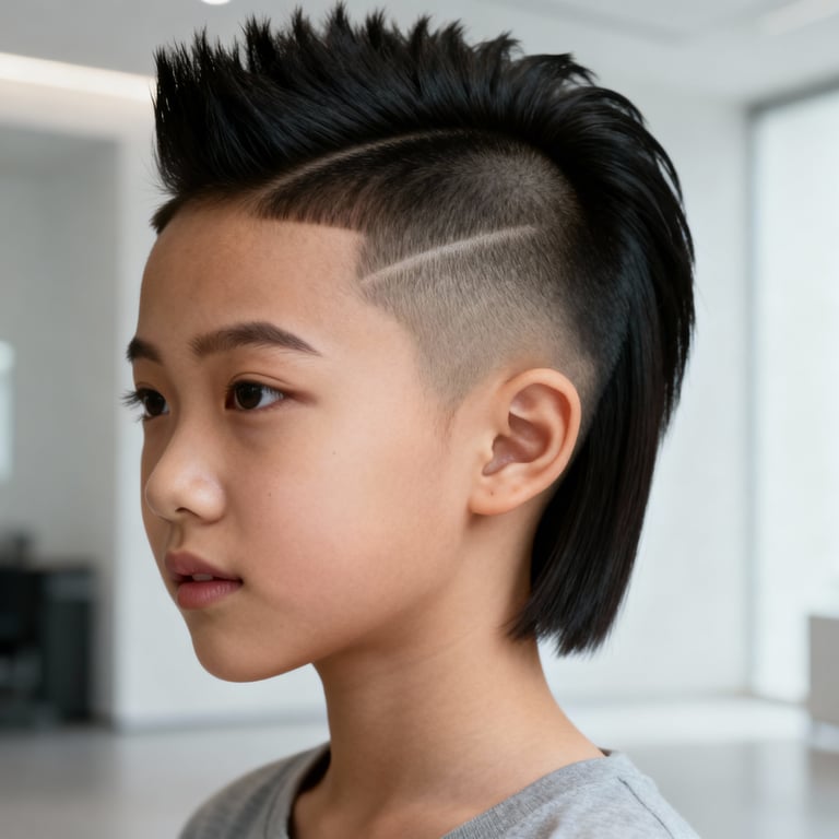 kids faux hawk on straight hair, low version.