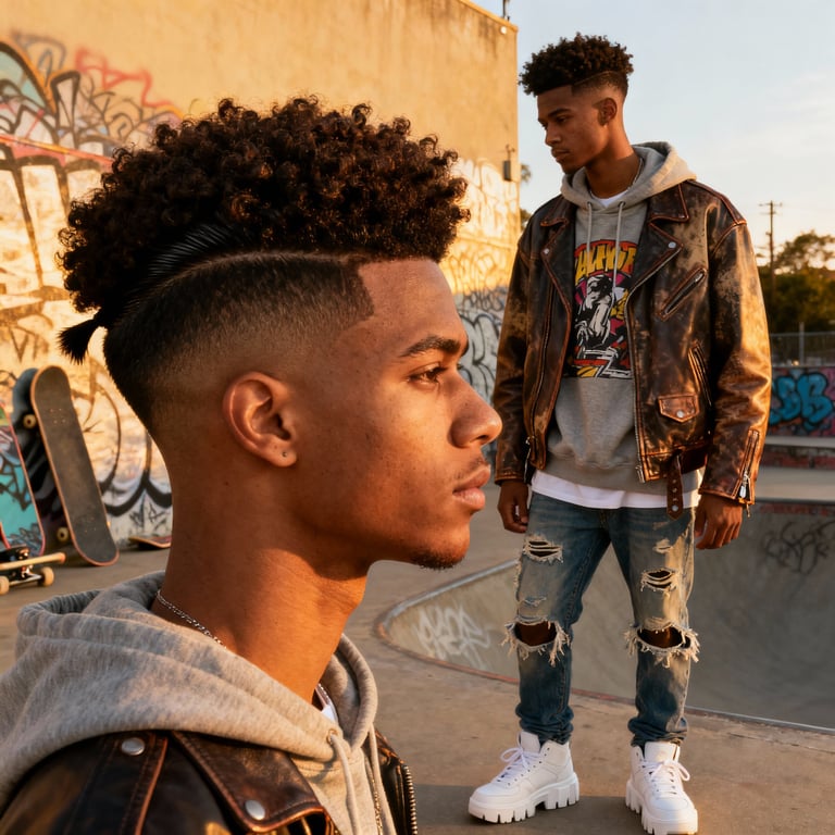 Mid Burst Fade Mullet Wavy