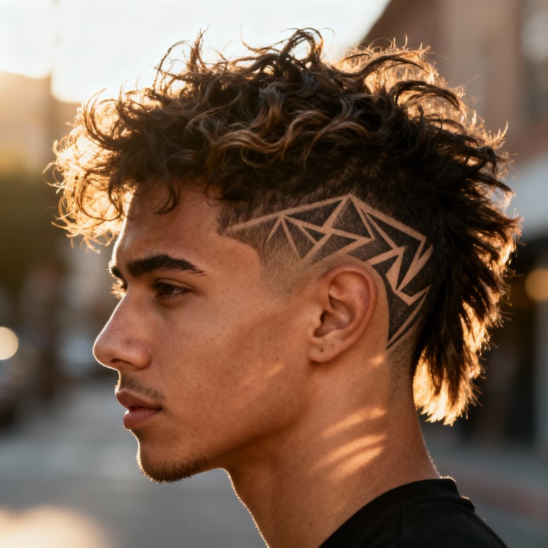 Mid Burst Fade Mullet