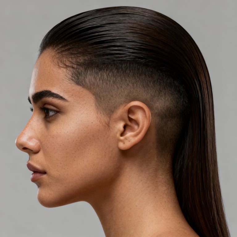 slick back on straight hair, low version.